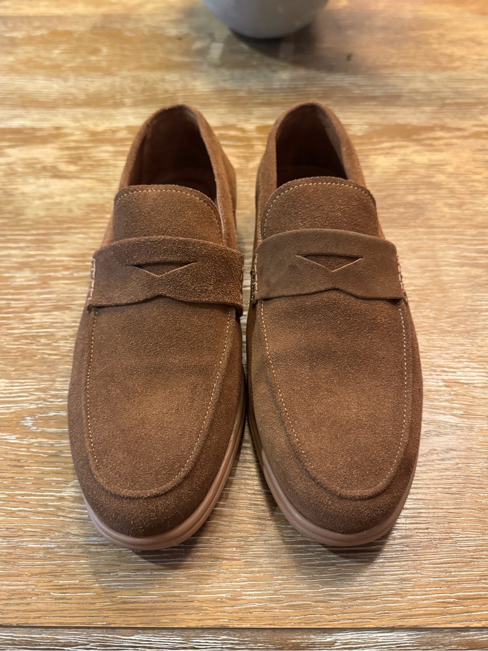 Men's Suede Penny Loafers in Brown
